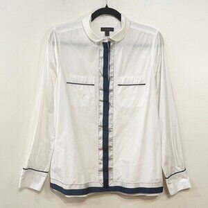 2/$30 EUC J.Crew 100% Cotton Grosgrain Trim Shirt Navy White 10, M